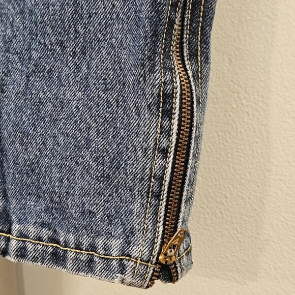 80's Georges Marciano Guess Denim Jean Skirt Side Bottom Zippers Med Wash Size 2 - Picture 4 of 16